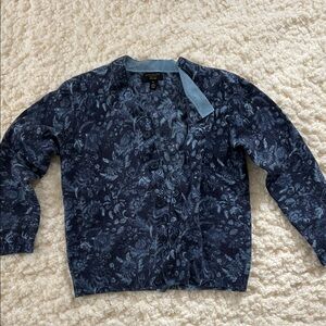 Club Room Cashmere Blue Print Cardigan